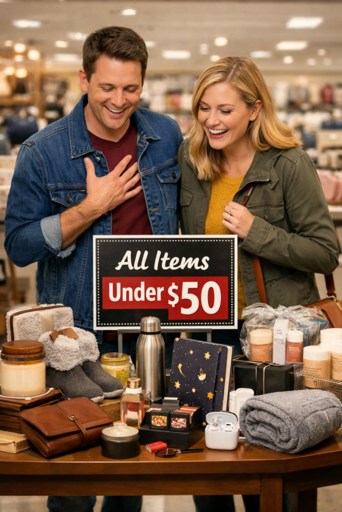Thoughtful Gift Ideas under $50. A couple in a department store.