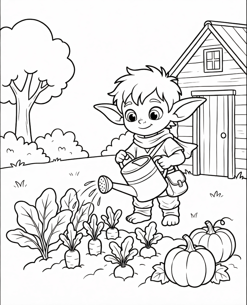 openart-Pimbly waters the garden 4K Pimbly the Goblin Goes to Market. Pimbly watering the garden.