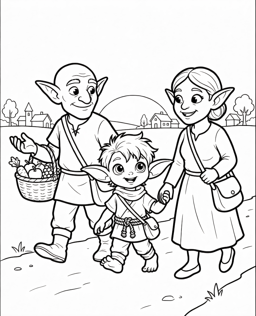 openart-Walking home 4K Pimbly the Goblin Goes to Market. Pimbly walking home with parents.